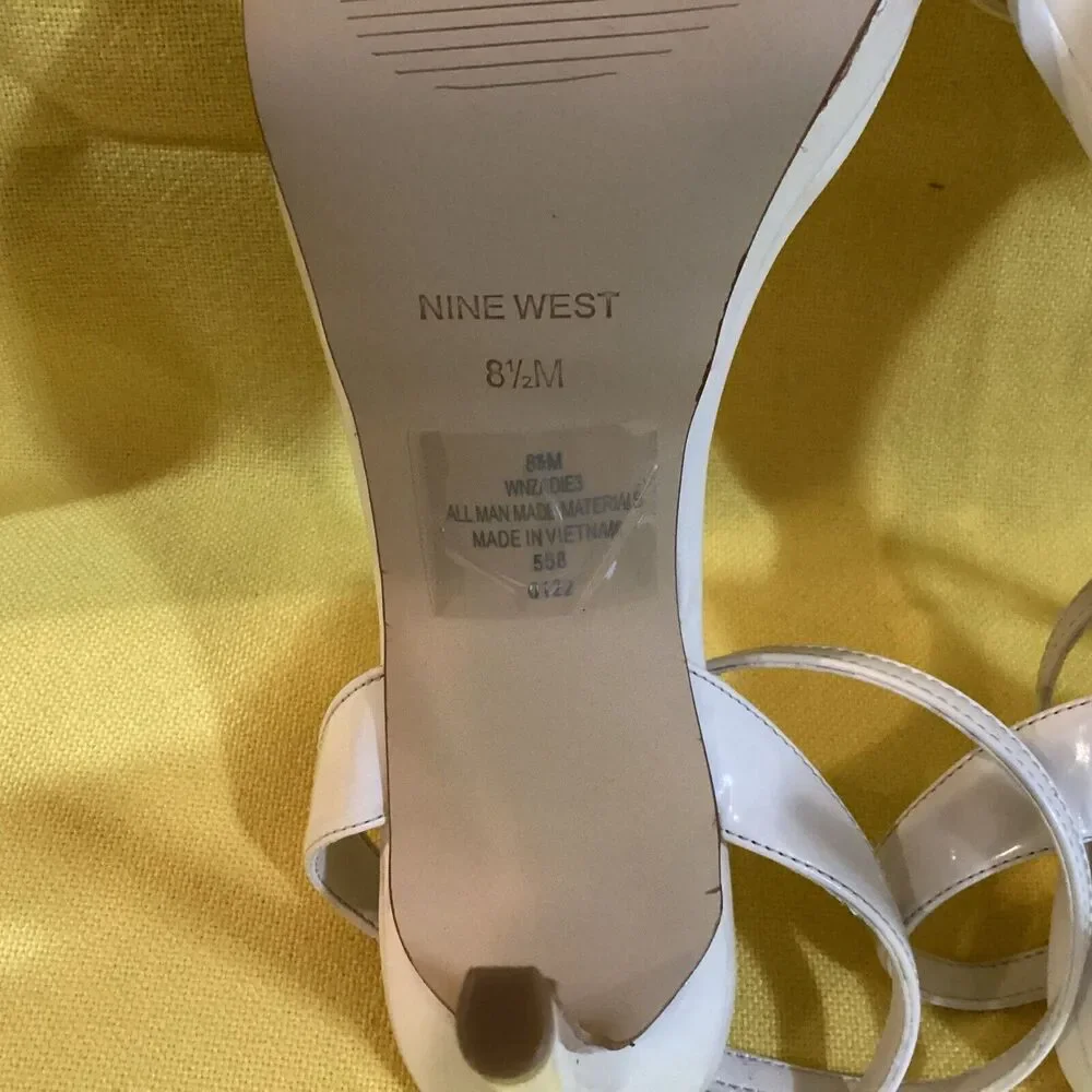 Nine West Off White Ankle Strap High Heeled Strappy Shoes Size 8.5